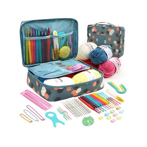 58Pcs/Set Crochet Kit with Storage Bag Yarn and Knitting Accessories Set Crochet Hook Set for Beginners-Flower