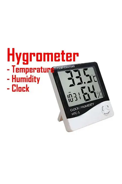 HES Digital LCD Thermometer Hygrometer Thermometer Humidity Clock Indoor Alarm
