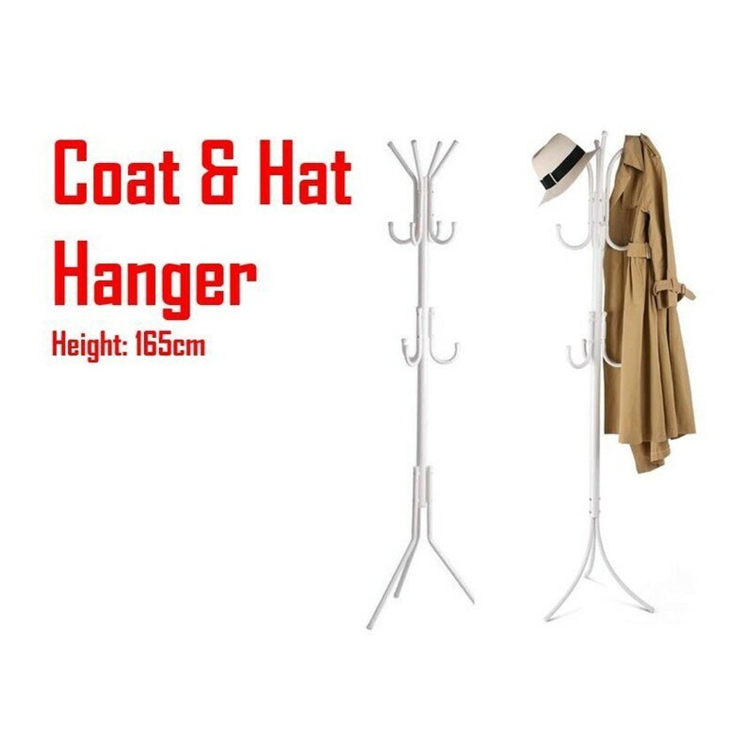 HES WHITE 165cm Coat Tree Coat Rack Hat Hanger Clothes Garment Hall Way Entry, , hi-res