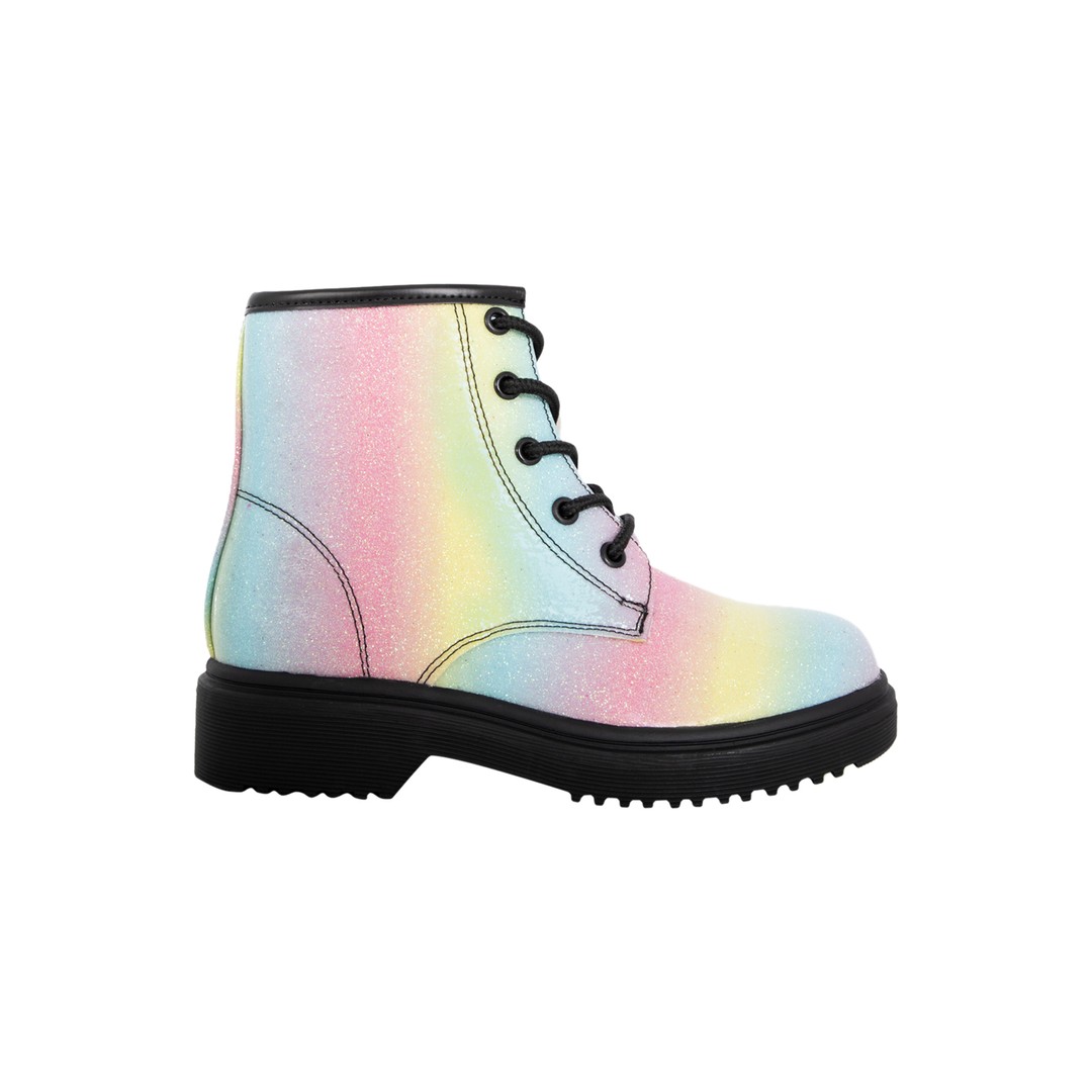 Glitter By Vybe Junior Girl's Lace Up Combat Ankle Boot, Multicolor, hi-res