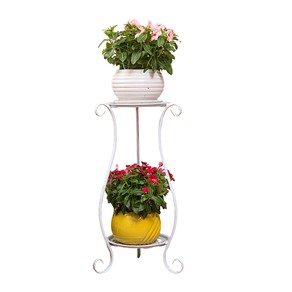 Double-layer Wrought Iron Flower Stand for Indoor and Outdoor