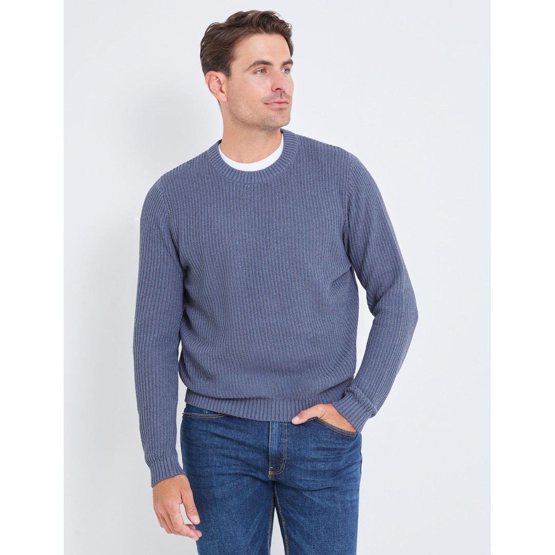 Mens Rivers Chunky Knit Crew Neck Jumper | The Warehouse