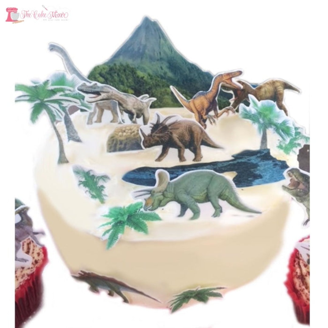 Jurassic Theme Scene Edible Premium Wafer Paper Cake Topper