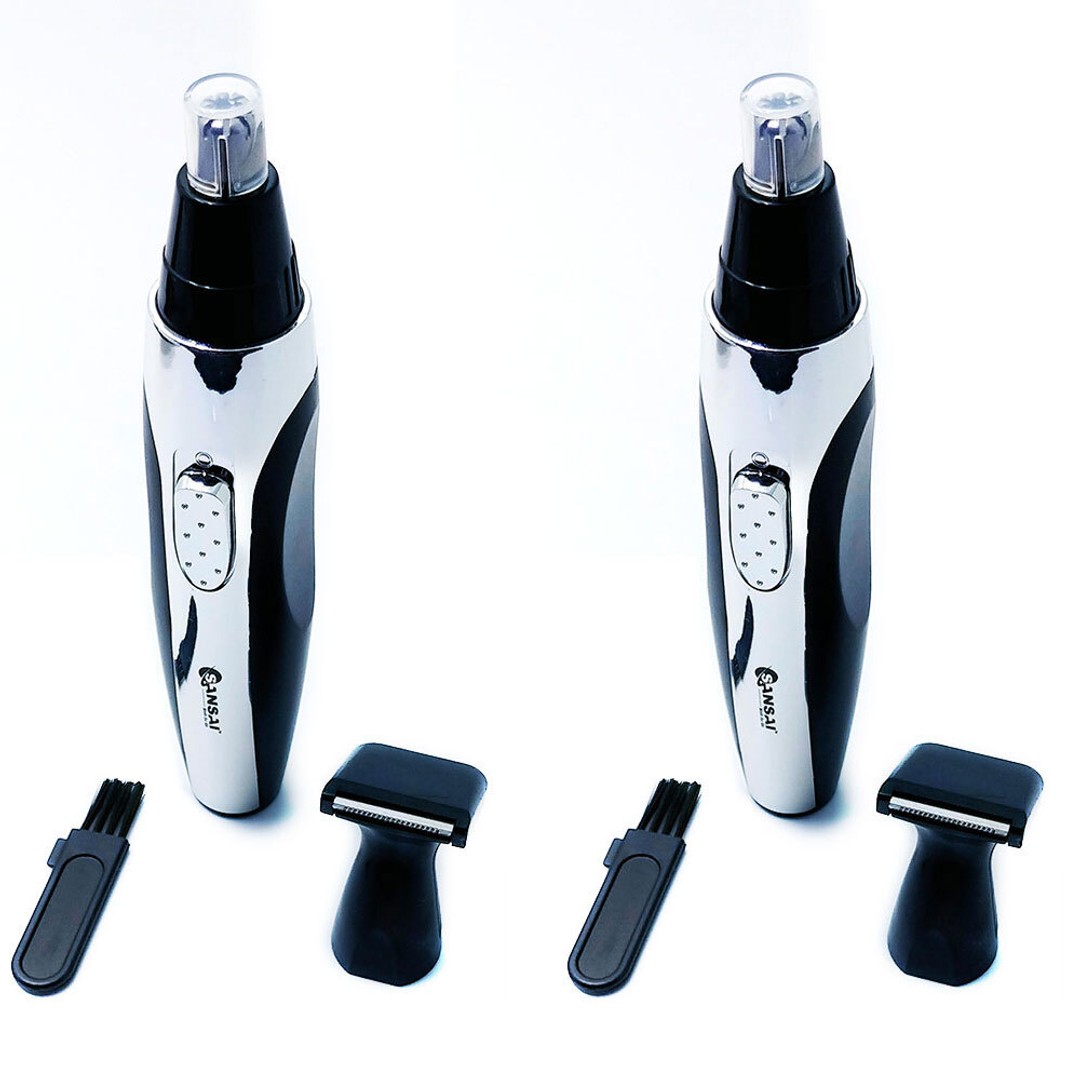 2PK Sansai Portable Cordless Nose/Ear/Moustache Hair Trimmer Stainless Steel