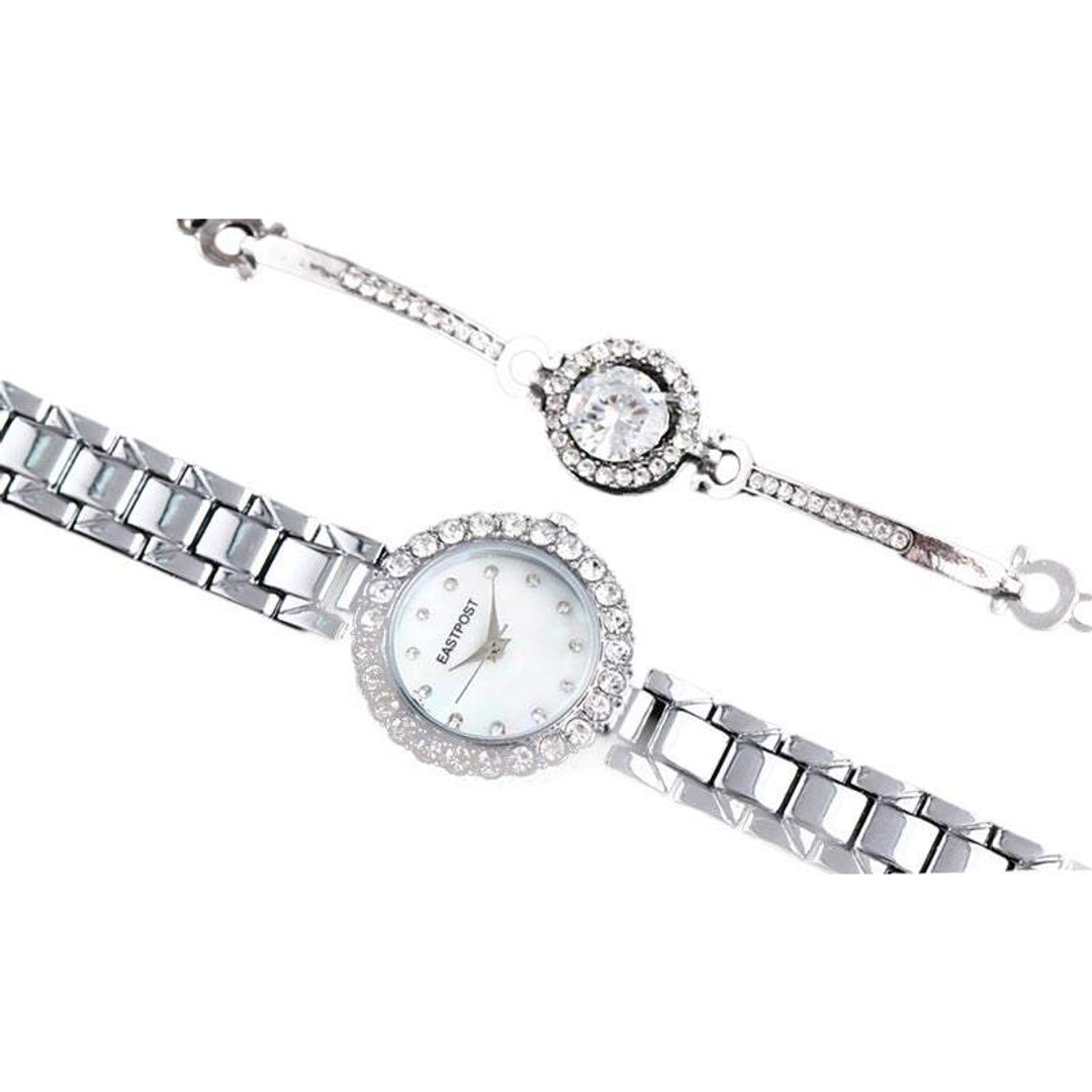 Women's Watches Chic Serene And Bracelet Set 2Pcs Lady Gift, Silver, hi-res