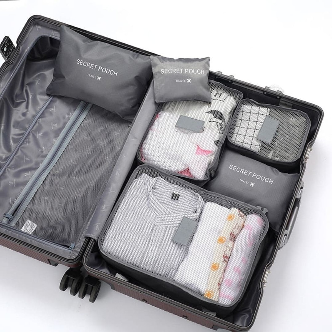 6 Pcs Travel Clothes Storage Waterproof Bags Portable Luggage Organizer Pouch Packing Cube 6 Colours
