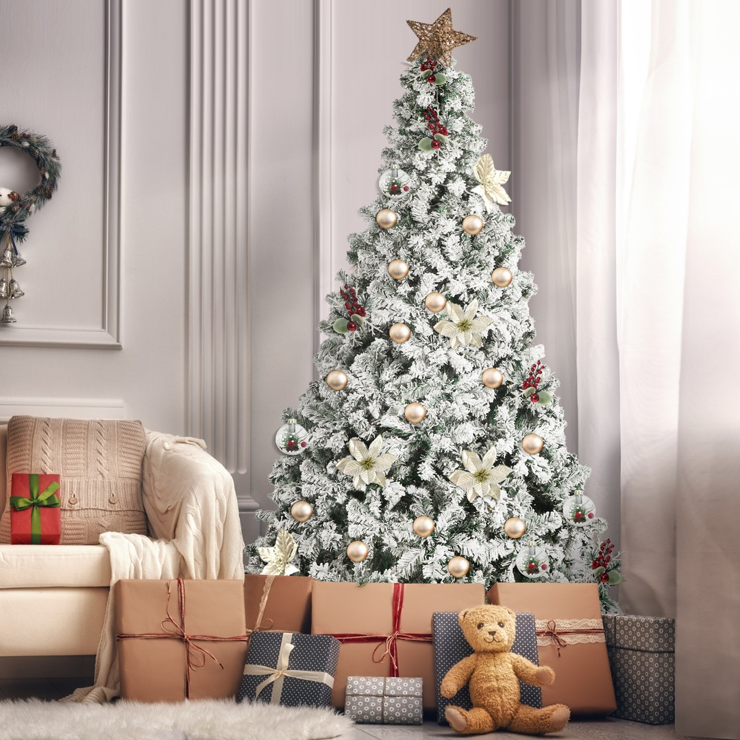 Mazam Christmas Tree Snow Flocked Xmas Decorations 1.8M 6FT Home Decor Green