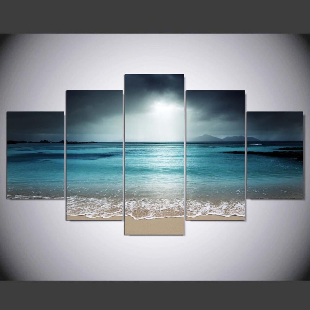 Framed 5 Panels - Peaceful Seascape - Canvas Print Wall Art