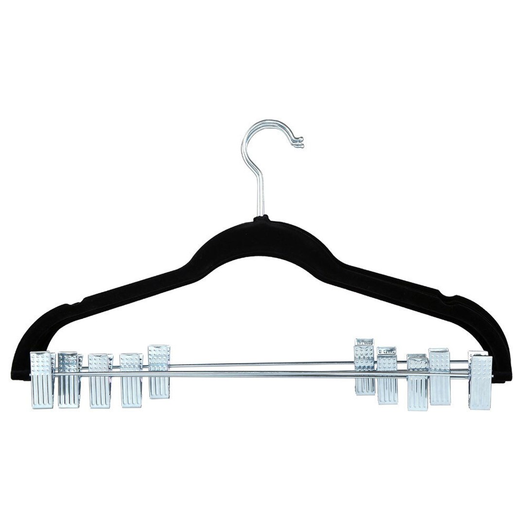 10pc Boxsweden Velvet Clothes/Pants/Trousers Hanging Hanger w/ Chrome Bar/Clips, , hi-res