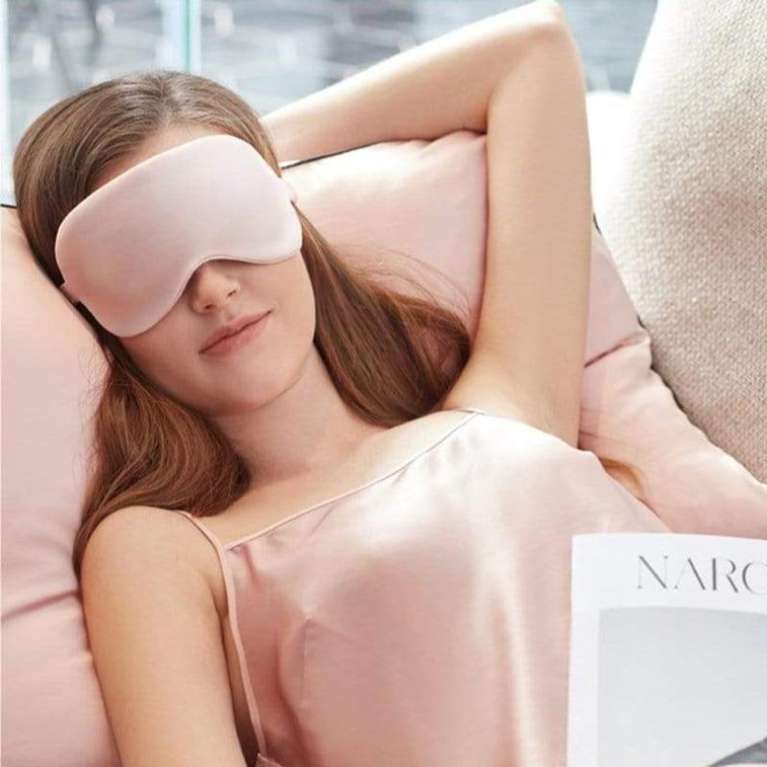 Black Or Pink Pure Silk Eye Mask Soft Sleeping Blindfold, Pink, hi-res