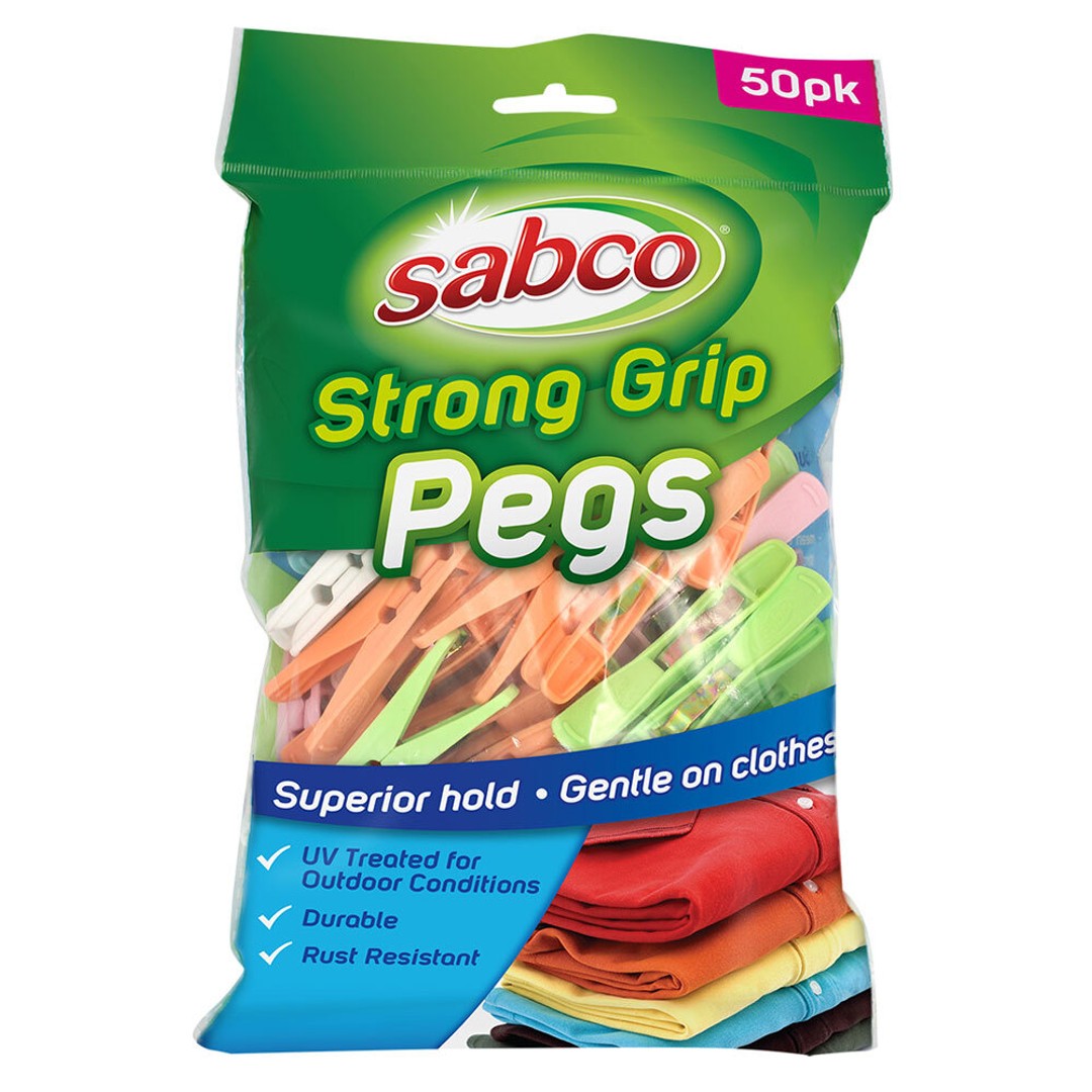 50pc Sabco 7.5cm Strong Grip Clothes Pegs Laundry Hanging Clips/Pins Clamps, , hi-res