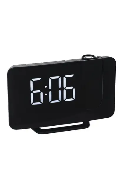 Digital Curve LED Projector Alarm Clock with White Light for Bedroom