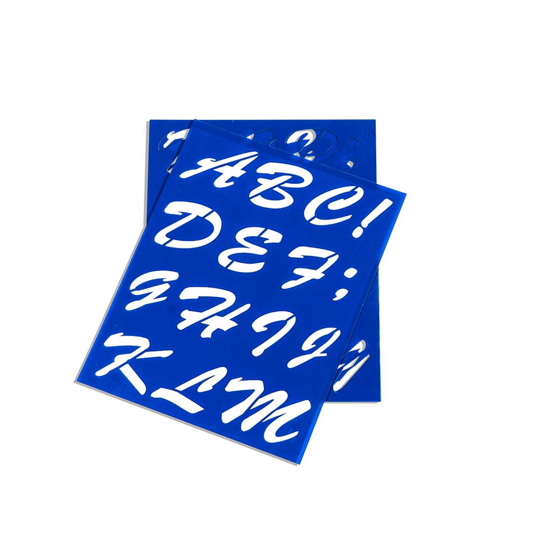 Sandleford 50mm Plastic Letter/Number Stencil Set Art/Craft Drawing Kit Blue
