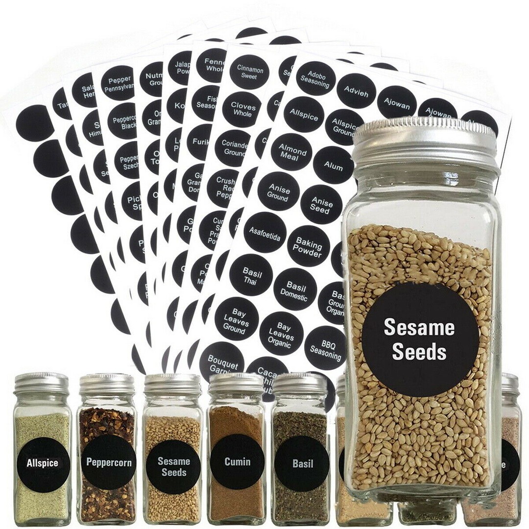 400 PCS Printed Spice Jar and Pantry Label Set Chalkboard Round Stickers Labels