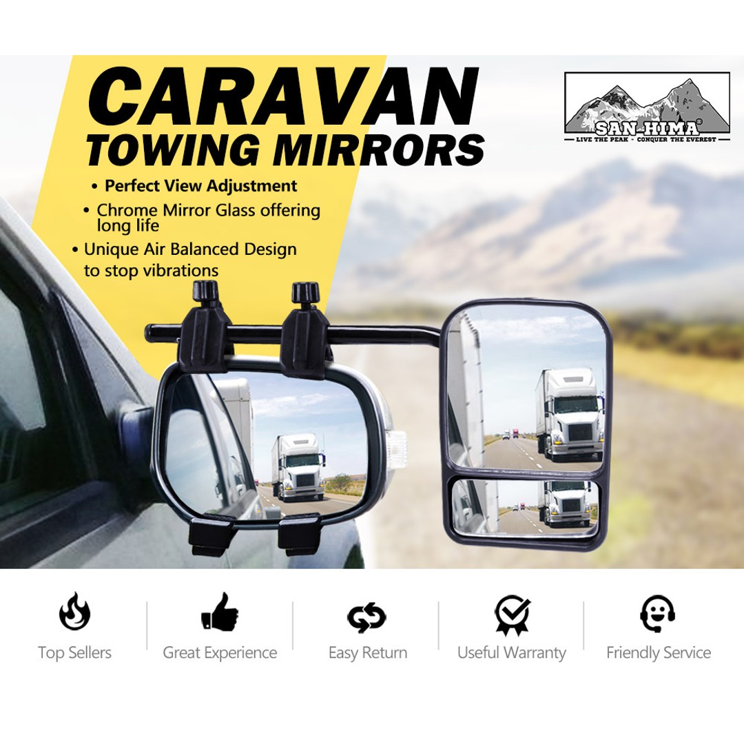San Hima Pair Universal Fit Trailer Towing Mirrors, , hi-res
