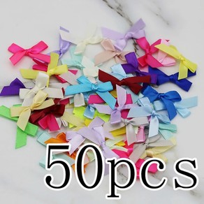 (50 Pcs-pack) 4*4cm Fresh Pink Ribbon Bows Small Size Satin Ribbon Bow Flower Craft Decoration
