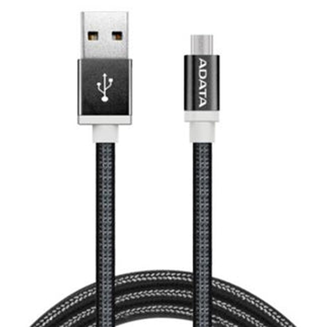 ADATA USB Type A to Micro USB Braided Connection Cable - 1m Black CA1182 AMUCAL-100CMK-CBK