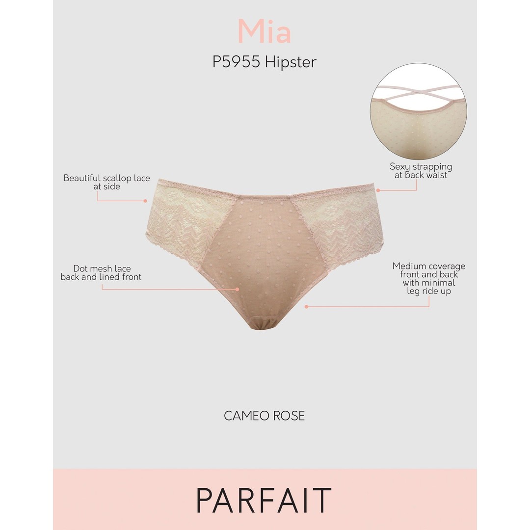 Parfait Mia Sheer Mesh & Lace Hipster Brief, Cameo Rose, hi-res