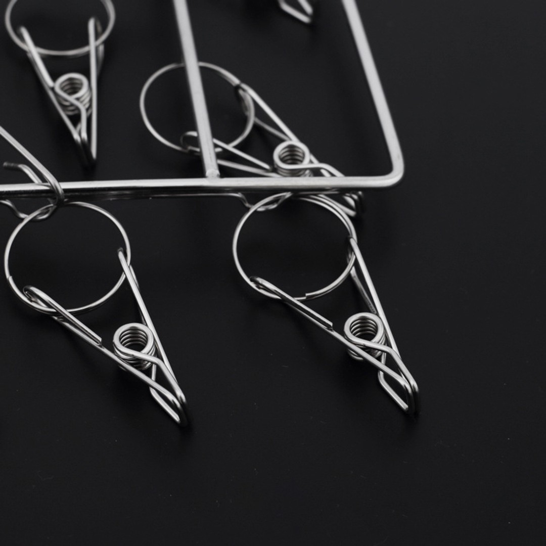 Stainless Steel Clothes Hanger with 36 Clips, As shown, hi-res