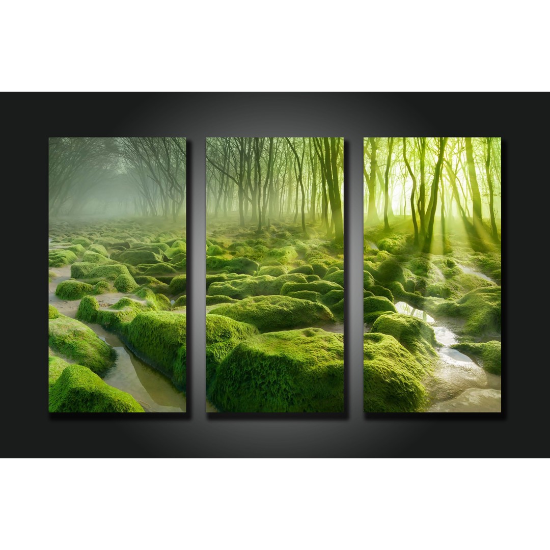 Framed 3 Panels - Green is all about - Canvas Print Wall Art