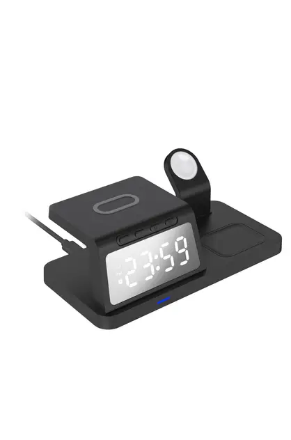 Laser 3-in-1 Wireless Charging Station - Alarm Clock for Smart phone and Watch