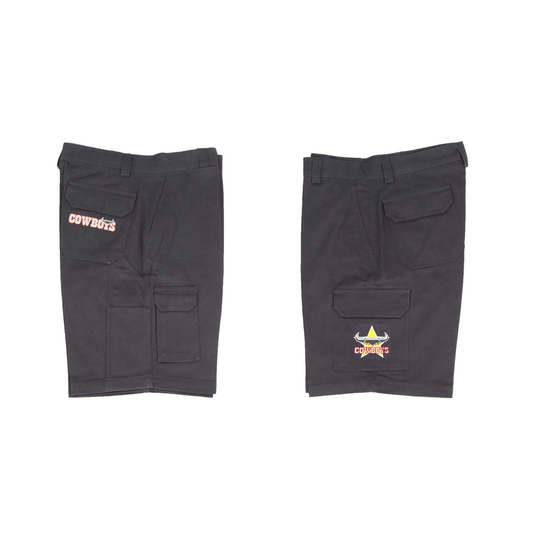 North QLD Queensland Cowboys NRL Cargo Work Shorts - Short Pants Black