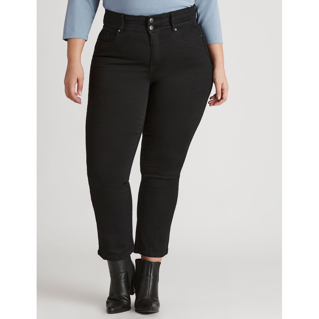 AUTOGRAPH - Plus Size - Womens Jeans - Black Bootleg - Denim - Cotton Pants - Elastane - Full length - Office Trousers - Casual Fashion - Work Wear, Black, hi-res