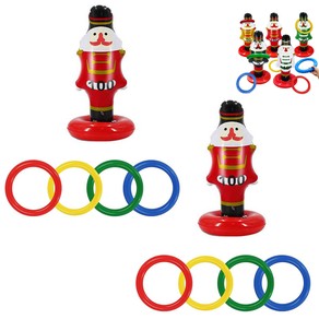 2 Sets Toy Christmas Nutcrackers Inflatable Ring Toss Games Kids Throwing Toy for Kids Families Xmas Party