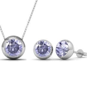 18K White Gold Premium Crystal Jewellery Set "Taliya" (Pale Blue)