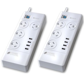2pc Sansai Power Board 4 Way Outlets Socket 4 USB Charger Ports/Surge Protector