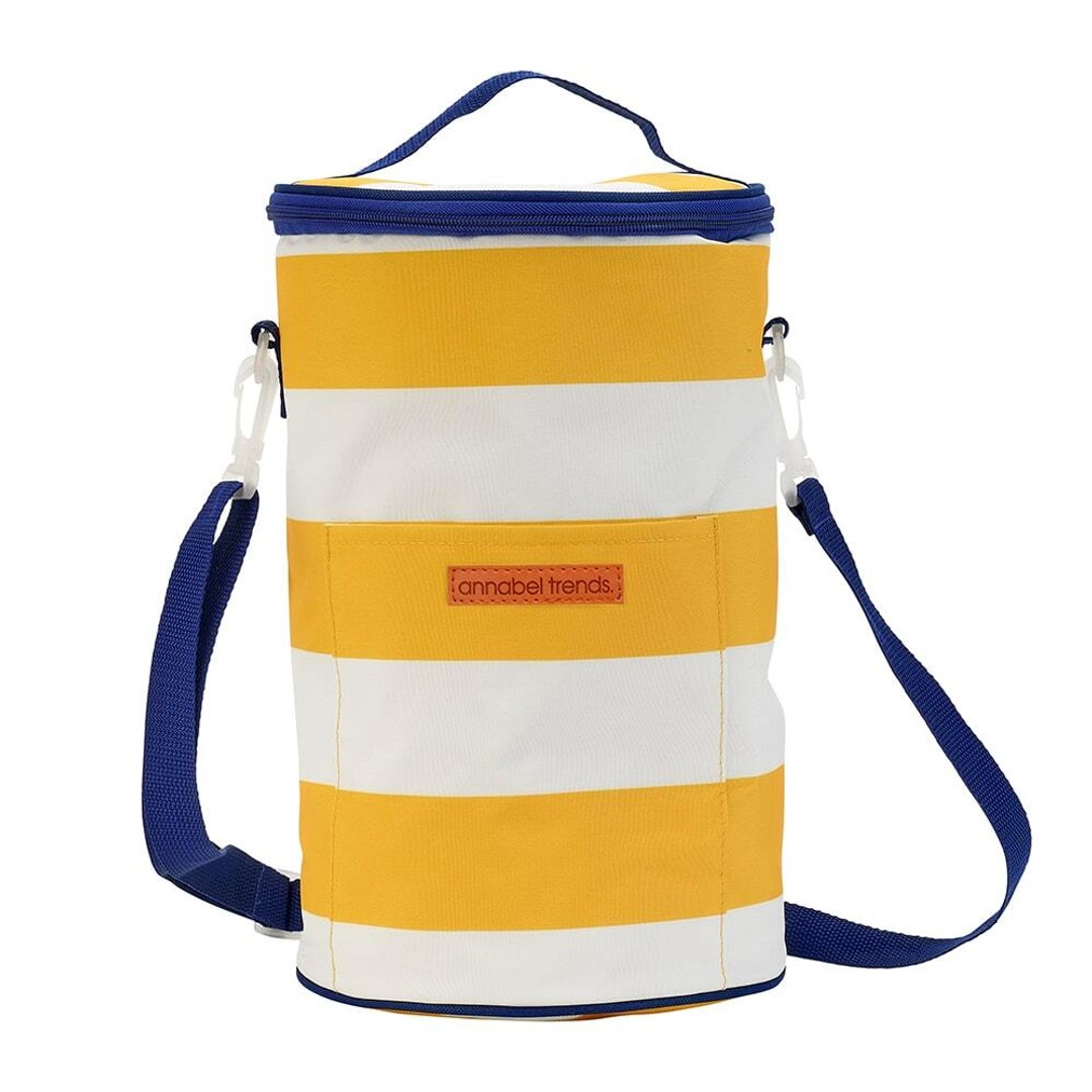 Annabel Trends Tall Barrel 33x20cm Picnic Cooler Bag Carry Storage Yellow Stripe