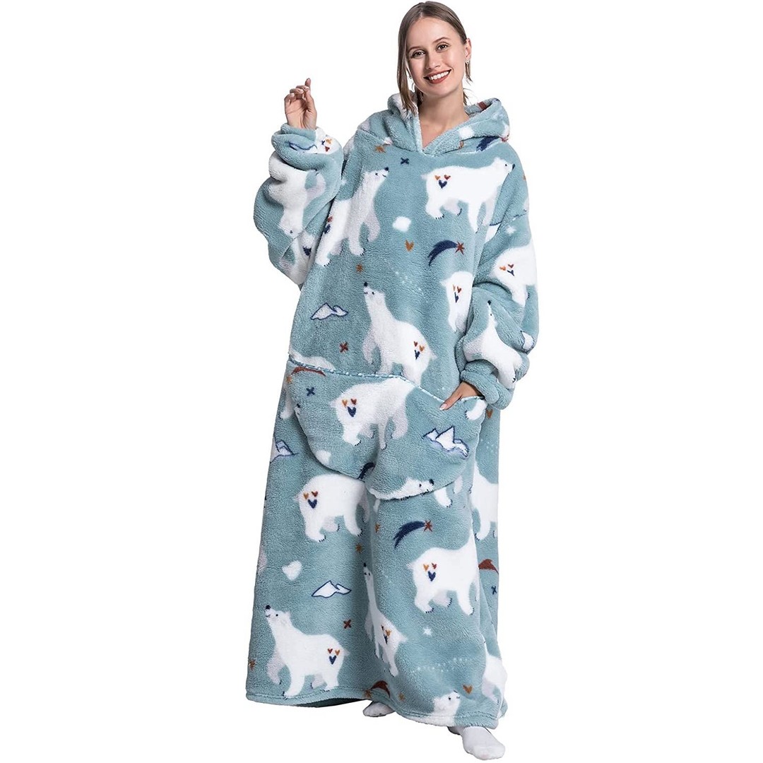 Adult Oversized Wearable Blanket Hoodie-Bear