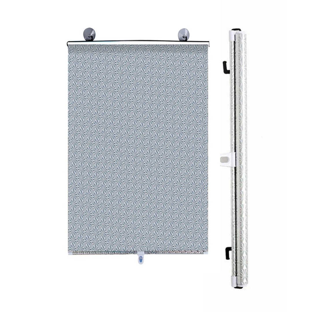 125x40cm Retractable Roller Blinds Car Sunshade Cover Window Blackout Curtains with Suction Cup Silver