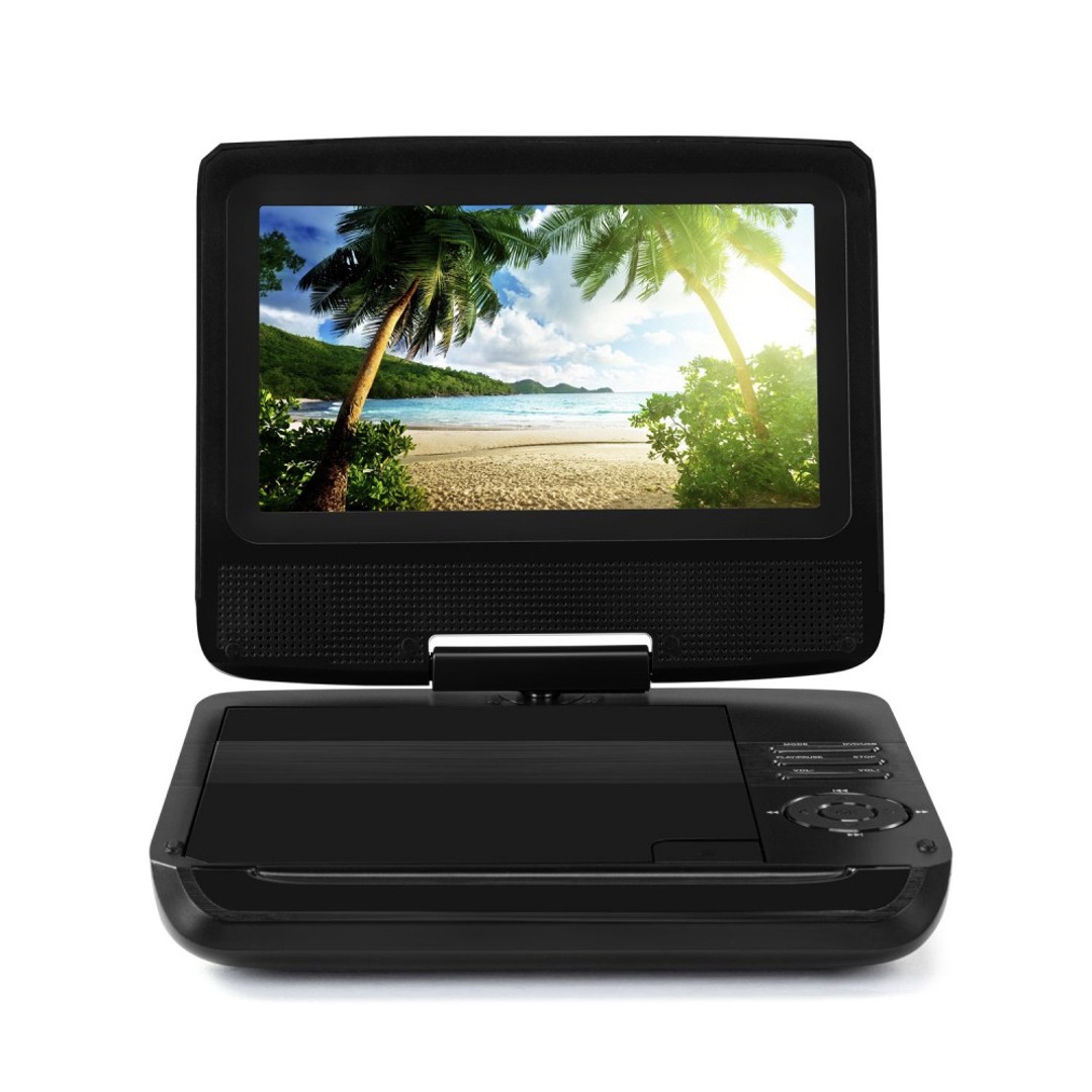 Laser Portable DVD Player With 7" LCD Screen/180° Swivel/Car Charger Black