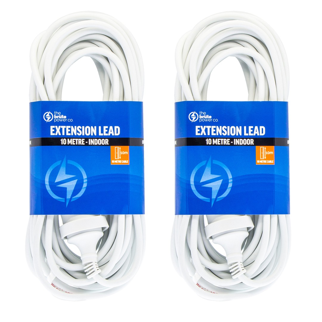 2PK The Brute Power Co 10m Extension Lead/Cord Cable AU/NZ 24000W 240V Home Plug