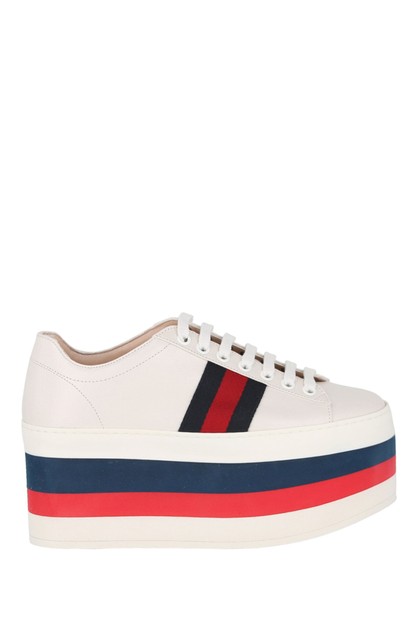 Gucci Sylvie Web Accent Leather Wedge Sneakers | GUCCI Online ...