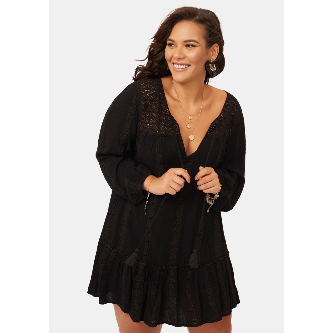 THE POETIC GYPSY Supreme Lace Dress, BLACK, hi-res