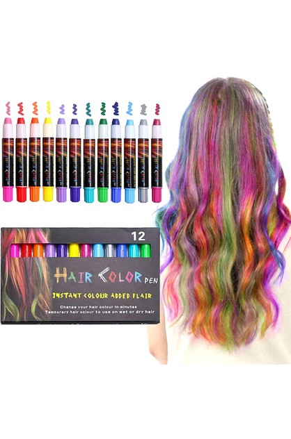 12 Color Temporary Hair Chalk Hair Pens Non-toxic Washable Hair Dye |  Witdreamer Online | TheMarket New Zealand