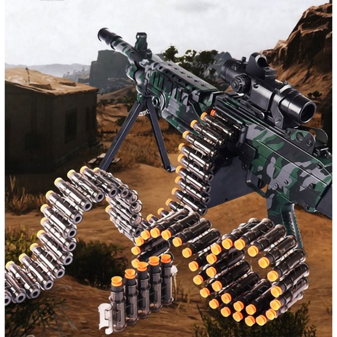 Zakka Toy Gun Soft Bullets 32-Bullet-Chain Automatic Toy Foam Blaster 40 Pcs EVA Darts