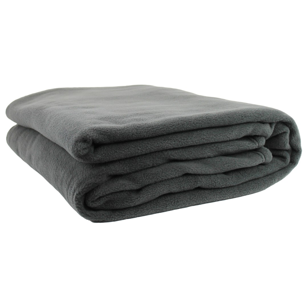Jason Commercial Single Bed Premium Polar Fleece Blanket 180x245cm Charcoal 