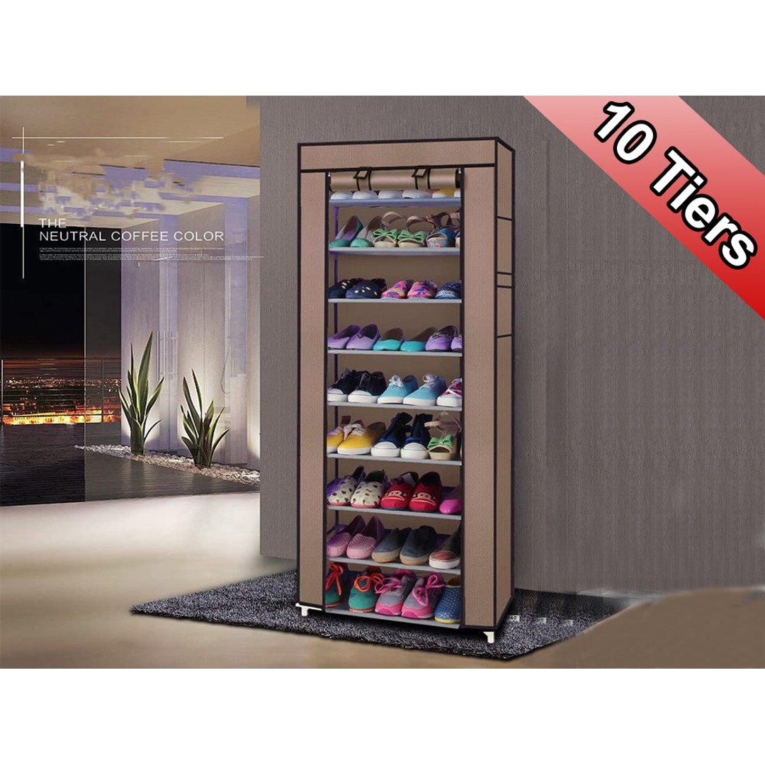 shoe rack 10-Layers Storage Organizer Shoe Tower Shoe Cabinet Folding Cabinet