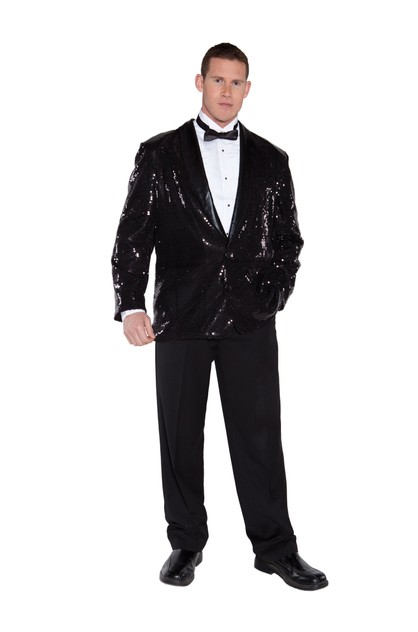 Hustling Hunk Disco Shirt Silver Black 70s Pimp Dress Up Halloween Adult Costume 