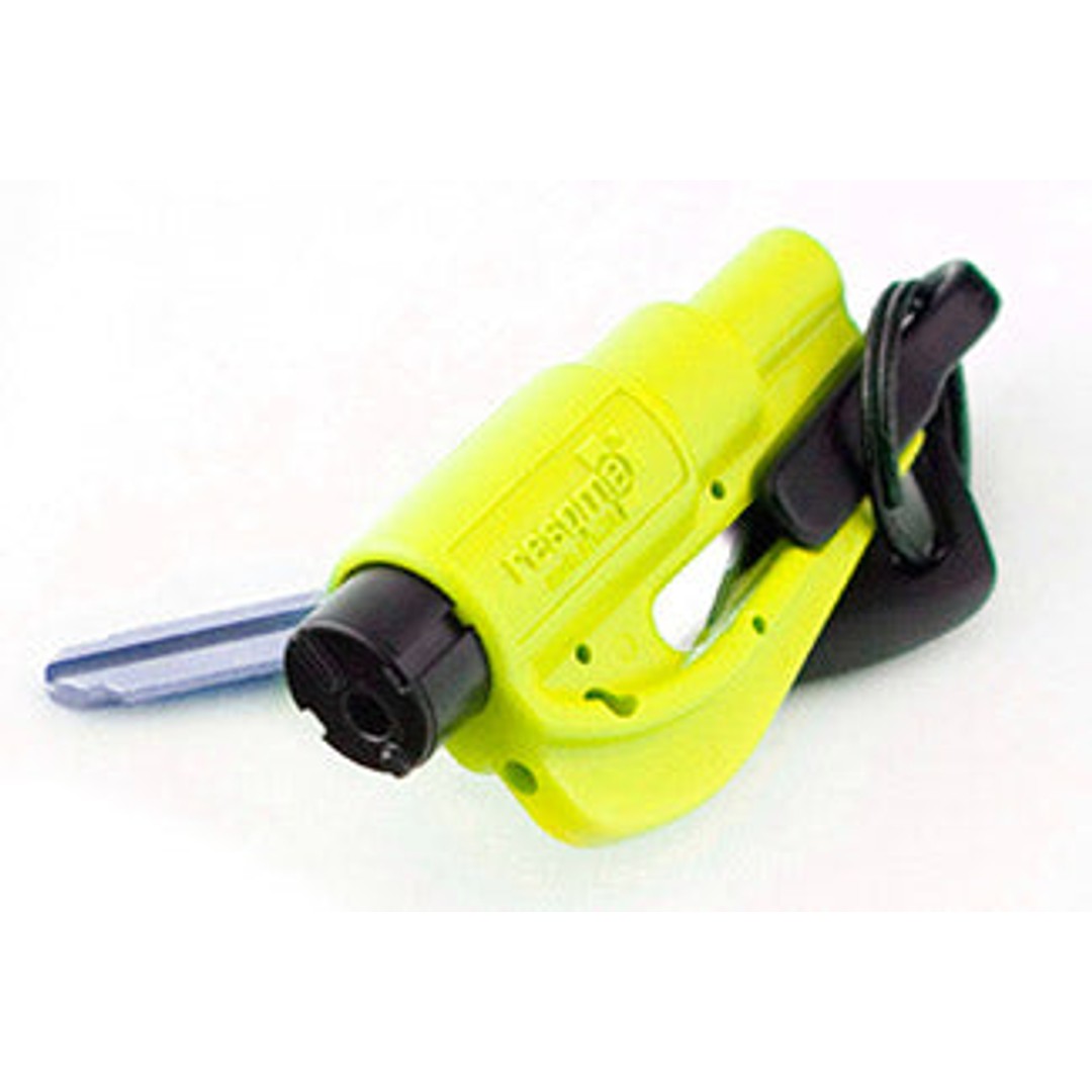 resqme(R) Car Escape Tool, Seatbelt Cutter / Window Breaker - Neon Yellow