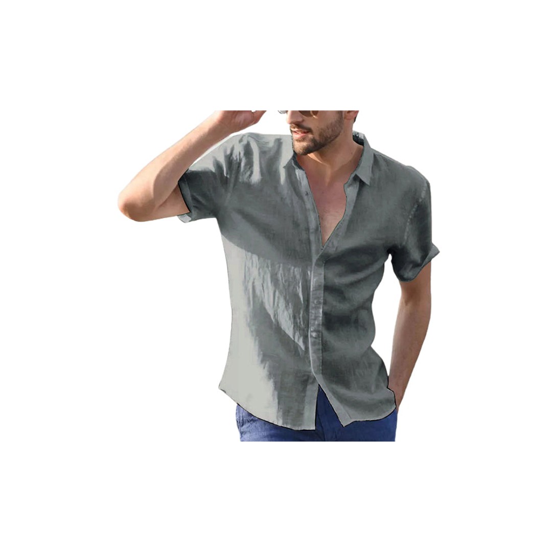 Men's Lightweight Cotton Short Sleeve Shirt Gray