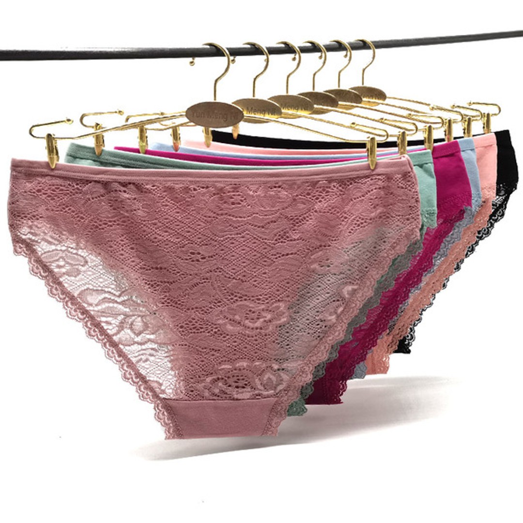 Yun Meng Ni 6 X Womens Sheer Spandex / Cotton Briefs - Assorted Colours Underwear Undies 89583 Multicoloured