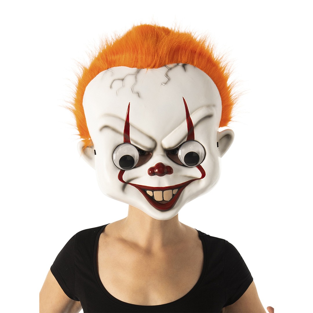 Stephen King It Pennywise Horror Clown Googly Eyes Mask Halloween Mens Costume