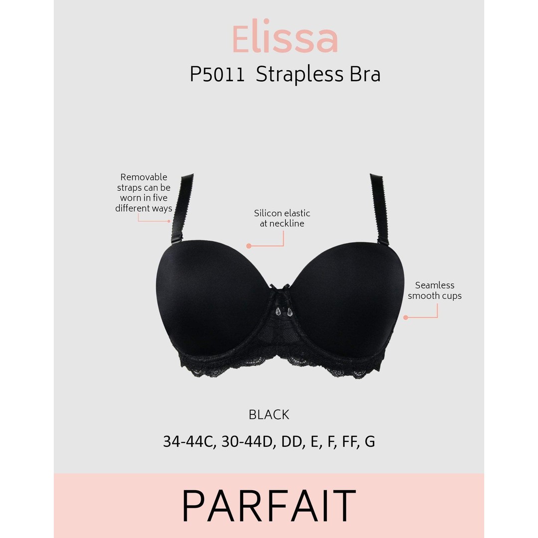 Parfait Elissa Underwired Strapless Bra, Black, hi-res