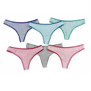 Yun Meng Ni 6 X Womens Stripe G String - Thong Sexy Cotton Assorted Gstring Undies Underwear Multicoloured