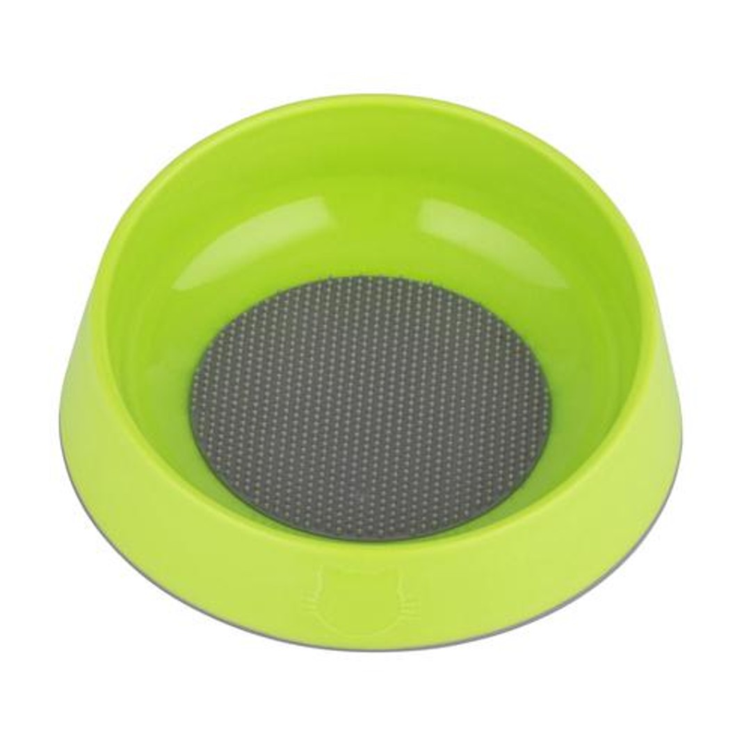 Slow Food Tongue Cleaning Hairball Control Cat Food Bowl (Green)