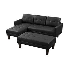 TSB Living Breamar Sectional Sofa Set PU Black